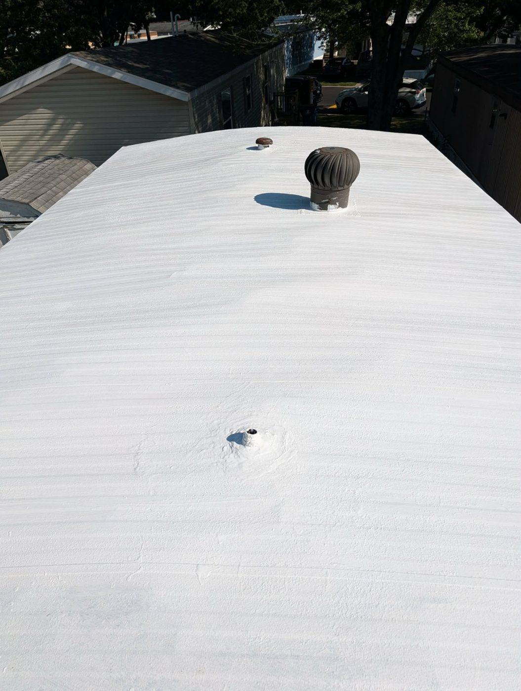 Finished white-coated manufactured-home roof